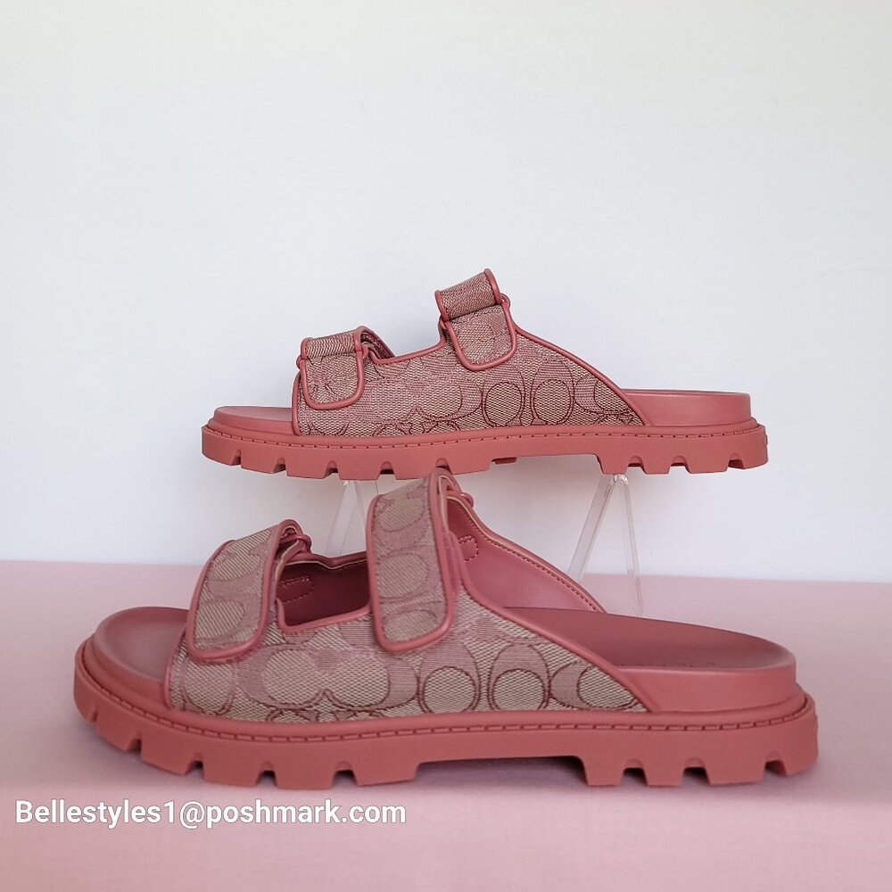 COACH Two-Band Sport Slide In Signature Jacquard- Women’s Size 9B- True Pink ⭐ - Picture 11 of 16